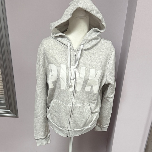 PINK Victoria's Secret Tops - Victoria's Secret PINK Fleece Zip Up Perfect Hoodie in heather grey size XL